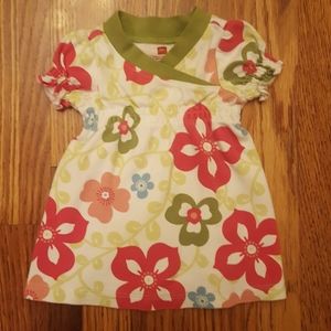 Tea Floral Faux Wrap Front Dress